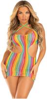 Leg Avenue Dresses Leg Avenue Rainbow Striped Halter Mini Dress - Multicolor, One Size