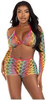 Leg Avenue Sets Leg Avenue Three-Piece Set Rainbow Mesh - Top, Bolero & Shorts, One Size