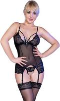 Chilirose Corsets Chilirose CR 4415 Elegant Juodas Corset Set with Thong & Stockings L/XL