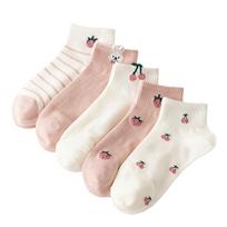 Fashion Design Low Cut Short Tube Socks Cherry Strawberry Kawaii Shallow Socks Sweet Rabbit Bow Boat Socks Warm One Size