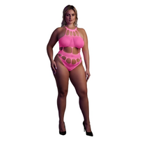 Ouch By Shots Rožinė OUCH! Neon Body UV-Activated Grecian Neckline Neon Rožinė XS/XL