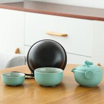 Portable 2 in 1 Tea Ceremony Teapot Set Ceramic with Storage Bag Chinese Teapot Set Mini Quick Cup Gift 500 ml