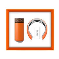 Wood Grain Lid Thermos & Neck Massager Gift Set