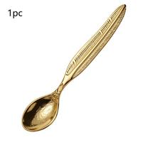 Retro Coffee Spoon Creative Feather shaped Coffee Stirring Spoon Dessert Spoon Home Tea Dessert Stirring Spoon