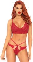Leg Avenue Sets Leg Avenue Lace Bralette & Strappy Thong Set Raudona M/L