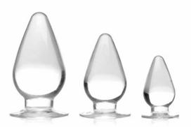 XR Brands Triple Cones Anal Plug Set 3 Sizes Transparent TPE