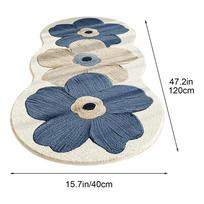 Floral Rug 47.2x15.7 Inches Non-Slip Bedroom Floor Carpet Bedroom Rug for Home Kitchen Dining Room Bedside Nursery Entryway Dorm mėlyna