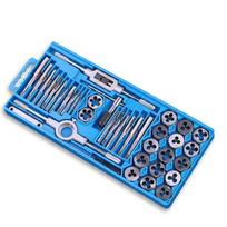 M3-M12 Screw Hand Tap and Die Set Wear-resistant Thread Plugs Round Die Reamer High Hardness Metric Hand Tap Wrench Hardware mėlyna
