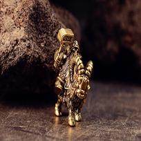Retro Brass Figurine, mini dwarf warrior goat statue, compact metal desktop ornament for home office art decoration