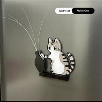 Magnetic Cartoon Cat Refrigerator Magnet Acrylic Cat Whiskers Vase Hair Storage Desktop Decoration