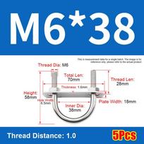 1Set Durable 304 Stainless Steel M6 Round Tube Clamp With Baffle Screws Round Bolt Pipe U-clamp for Round Tube 5Pcs M6x38