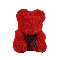 25cm Rose Flower Bear Ornaments Lovers Gifts DIY Simulated Flower Bear Sweet Party Supplies Valentine's Day Roses Birthday L raudona