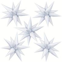 60-Pack of Small White Water Drop Ball Explosion Star Aluminum Foil Balloons, Suitable for Themed Parties, Holiday Parties, Can Be Combined Other