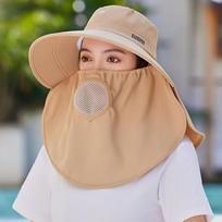 Visor Cap Wide Brim Sunscreen Sun Hat Breathable Face Cover Picking Tea Hat Sun Protection Lightweight Neck Flap Hat Women