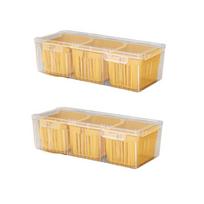 2 Piece 3 Compartments Spices Fresh Keep Storage Box Detachable Drainable Scallions Preservation Case Stackable with Lid
