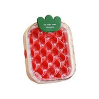 Household Press Type Cartoon Fruit Shape Cube Ice Box DIY Silicone Bottom Ice Cube Maker 28 Grid Ice Cube Making Mold Bar raudona