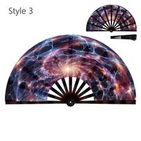 Ten Inch Fluorescent fan UV Glow Lightweight Glitter Hand Fan Stage Performance Dance Foldable Tai Chi Fan