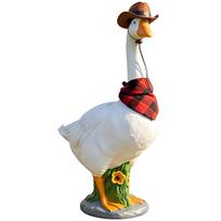12in Realistic Large Porch Goose Statue with Bandana & Hat Goose Figurine Decoration for Yard Lawn Housewarming Birthday Gifts