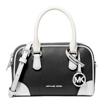 MICHAEL KORS Thompson Thompson Metal Pendant Calf Leather and Artificial Leather Shoulder Crossbody Handbag Women's Black and White juoda