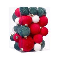 Christmas Celebrations 5.7cm Flocked Ornaments Colorful Christmas Balls Set Creative Wreaths Indoor Outdoor Use