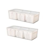 2 Piece 3 Compartments Spices Fresh Keep Storage Box Drainable Prevents Odor Transfer Scallions Preservation Case Detachable