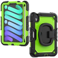 For iPad Mini 7 6 2026, Military Grade Shockproof Silicone Cover with 360 Folding Handle Grip + Handle Shoulder Strap For iPad Mini 6