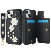 For iPhone 13 12 11 Pro Max SE 2025 7 8 Plus X XS XR XS Max Case, Wallet with Card Holder, Cute Flower Design Crossbody Purse For iPhone 7 8 juoda