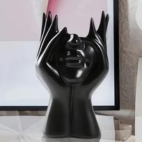 Makeup Brush Holder Human Face Art Desktop Decoration Vase Compatible with MakeupEyebrow PencilsHome Organizer Plastic Material
