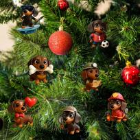 Dachshund Christmas Advent Calendar - 2D Flat Acrylic Cute Dog Ornaments for Home Tree Decor, Collectible Gift for Dog Lovers L