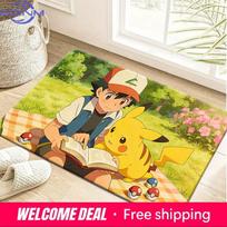 Pokemon Ash & Pikachu Outdoor Reading Print Non-Slip Floor Mat Doormat 40cm by 60cm