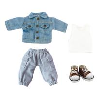 niannyyhouse 112 BJD Doll Clothes: Jacket, Pants, Vest, Shoes, Denim Suit, OB11 Size, for Obitsu Doll 11cm Body (Light Blue)