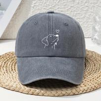 White line dog print Womens baseball cap versatile for spring and summer retro soft top baseball cap dad hat vintage