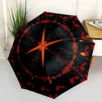 Footprint Fusion: Vibrant Orange&Red Abstract Art PrintUmbrella with Cute Design,Portable 3-Fold Compact Umbrella for Men&Women,Valentine's