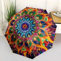 Colorful Mandala Art Print-Vibrant Circular Design for WallsUmbrella with Cute Design,Portable 3-Fold Compact Umbrella for Men&Women,Valenti