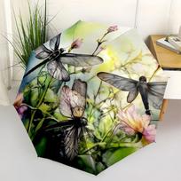 Nature-Inspired Dragonfly Garden Art PrintUmbrella with Cute Design,Portable 3-Fold Compact Umbrella for Men&Women,Valentine's Day Mother's