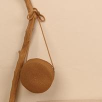 Apvalūs šiaudiniai krepšiai moterims Vasaros austas paplūdimio krepšys Rankų darbo kryžminio kūno krepšys per petį Bohemia Messenger Bag rankinė 16.5x8x16.5cm chaki