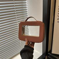 2026 New Transparent PVC Small Square Tote Bag Women Large Capacity Travel Makeup Storage Handbag ruda