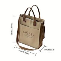 Stylish Tote Bag Large Durable Stylish Bag, Zipper Closure, Perfect for Commuting or Daily Use, Japanese College Sail Cloth Bags chaki