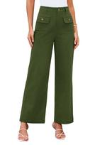 Women's High Waist Wide Leg Pants with Side Pockets and Snap Button In 9 Colors S