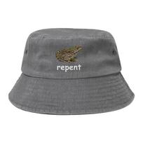 Repent Frog Meme Aesthetic YK Weirdcore Bucket Hats for Women Unisex Sun Hats Street Lightweight for Vacation Fishing Hats One Size