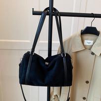 Retro Tote Bag Simple Faux Suede Handbag Stylish Versatile Casual Bowling Bag Adjustable Crossbody Bag New Commuter Shoulder Bag