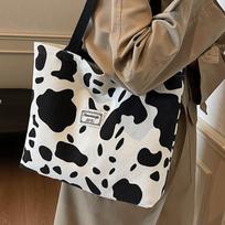 Women's Korean Style Corduroy Tote Bag Fashi Large Capacity Shoulder Handbag Minimalist Literary Commute Bag