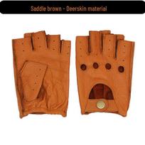 Men's Retro Suede Half-Finger Motorcycle Gloves - Breathable, Non-Slip Cowhide for Riding and Cycling L