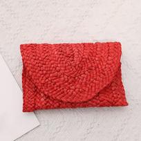 Yogodlns mados krepšiai moterims vasaros retro kukurūzų šiaudų megzta rankinė Raktas Moneta Pinigai Piniginė Paplūdimio Sankaba 25x2x15cm raudona