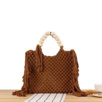 Summer cott rope Bohemian style hand-woven handbags tassel hollow out women's bag for beach vacati daily casual clutch bags mėlyna