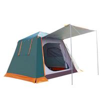 4-6 Person Double Layer Stormproof Tent with Sun Protection 210x210x175 cm tamsiai žalia spalva