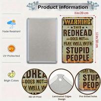 Planetjuice Planetjuice Vintage Humorous Tin Sign Redhead Warning Wall Art Home Bar  x Inches (as the picture,20x30)