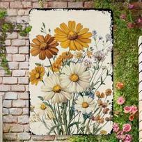 Planetjuice Retro Daisy Sunflower Metal Tin Sign Kitchen Wall Decor Farmhouse Art (as the picture,20x30)