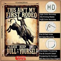 Planetjuice Vintage Metal Sign Cowboy Riding Bull Wall Art Rustic Decor x (as the picture,20x30)