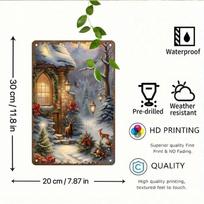 Planetjuice Vintage Metal Tin Wall Art Christmas Holiday Decoration Sign for Home Bar Cafe 20x30